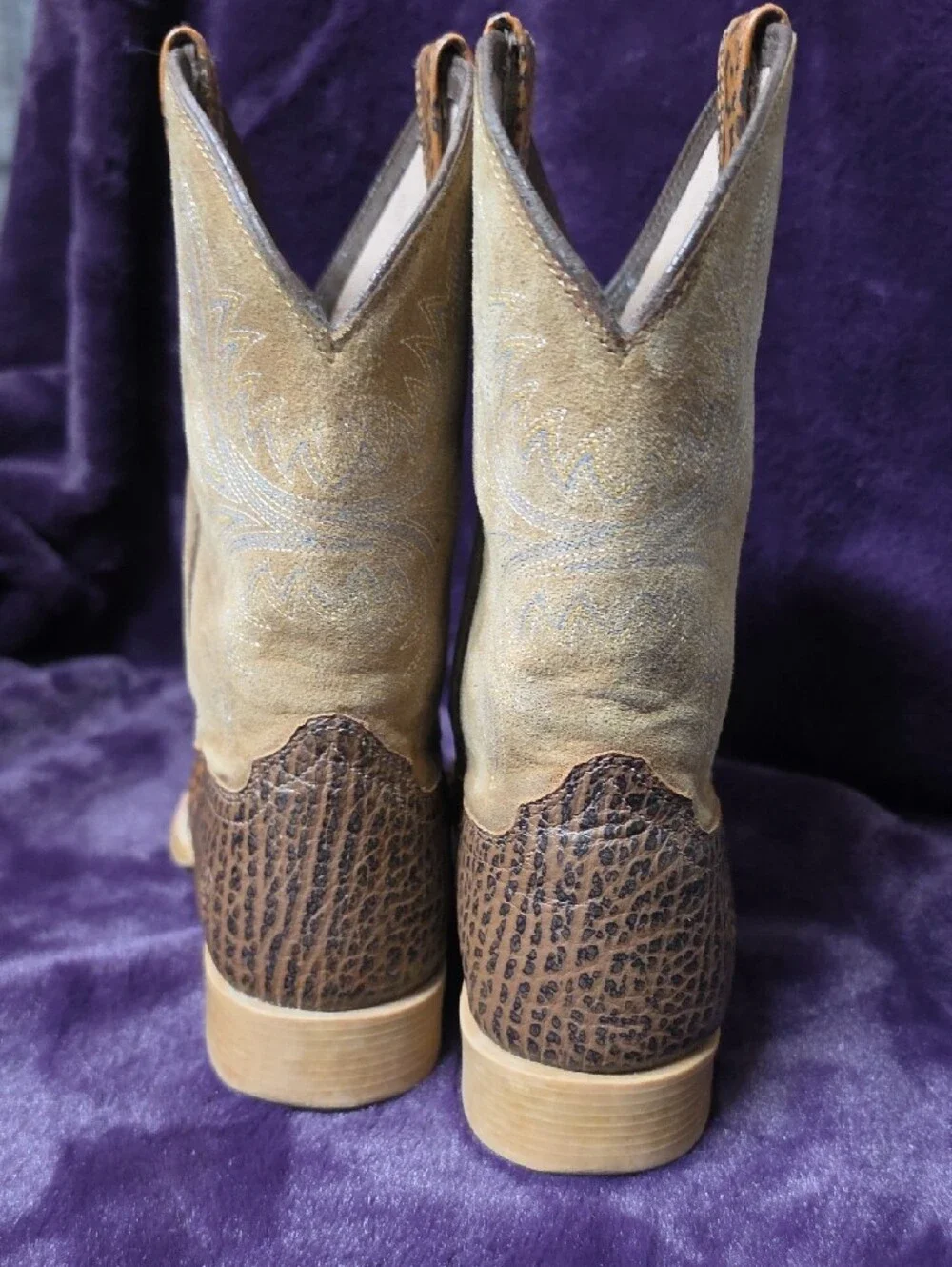 Ariat Brown Leopard-Print Leather & Tan Suede Western Booties Sz 5